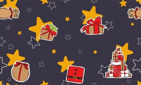 Seamless pattern background with present icons Vector Stock Illustration