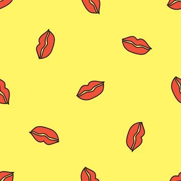 Seamless pattern background with red lips Stock Illustration