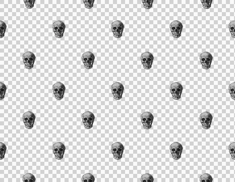 Seamless pattern background with repeating human skull illustrations Stock Photos