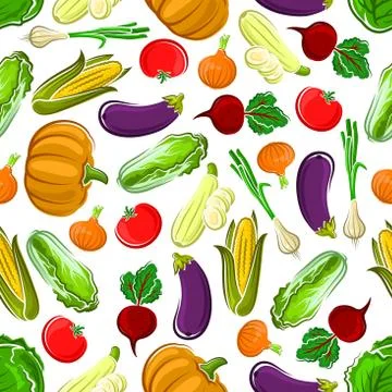 Seamless pattern background of ripe vegetables Illustrazione stock