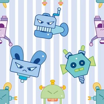 Seamless pattern background with robot toy icons Vector Illustrazione stock
