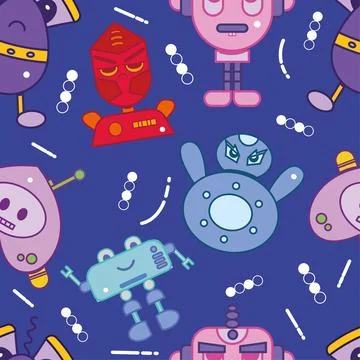 Seamless pattern background with robot toy icons Vector Stock Illustration