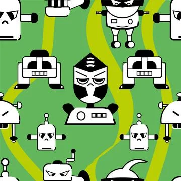 Seamless pattern background with robot toy icons Vector Stock Illustration