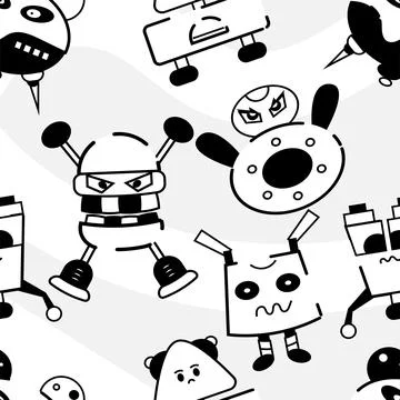 Seamless pattern background with robot toy icons Vector 스톡 일러스트