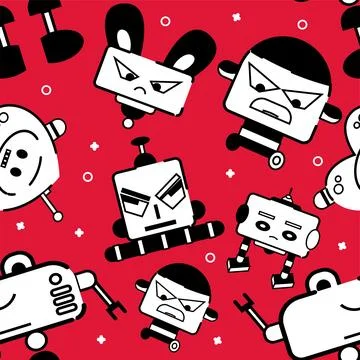 Seamless pattern background with robot toy icons Vector Stock Illustration