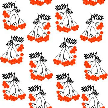 Seamless pattern background with rowanberrys and leafs 스톡 일러스트