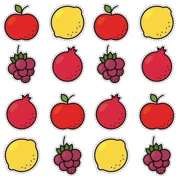 Seamless pattern background with set of fruit icons Vector Stock Illustration
