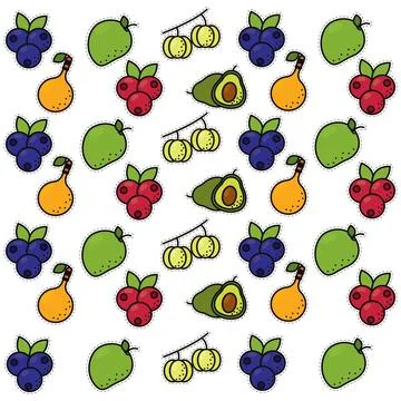 Seamless pattern background with set of fruit icons Vector Stock Illustration