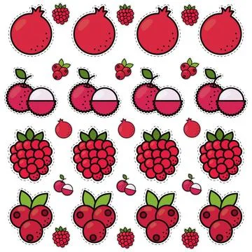 Seamless pattern background with set of fruit icons Vector Stock Illustration
