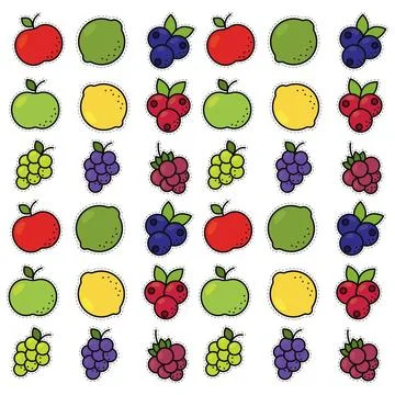 Seamless pattern background with set of fruit icons Vector Stock Illustration