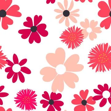 Seamless Pattern Background with Simple Flower Design Elements. Vector Illust Illustrazione stock