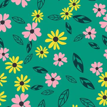 Seamless Pattern Background with Simple Flower Design Elements. Vector Illust Illustrazione stock