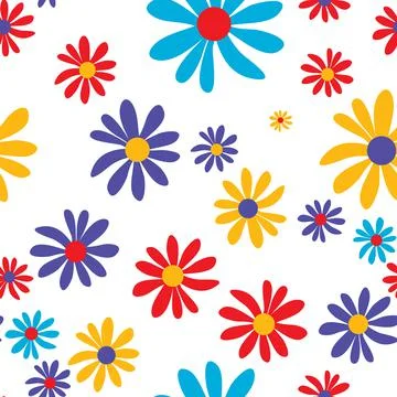 Seamless Pattern Background with Simple Flower Design Elements. Vector Illust イラスト素材