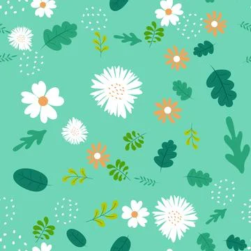 Seamless Pattern Background with Simple Flower Design Elements. Vector Illust イラスト素材