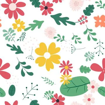 Seamless Pattern Background with Simple Flower Design Elements. Vector Illust Illustrazione stock