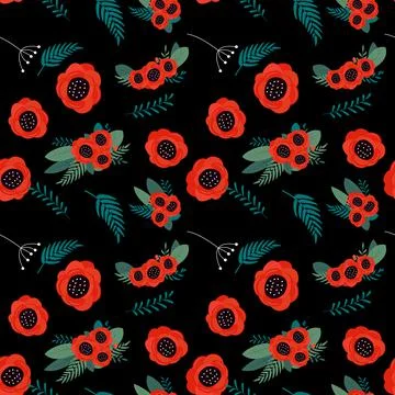 Seamless Pattern Background with Simple Flower Design Elements. Vector Illust Stock Illustration