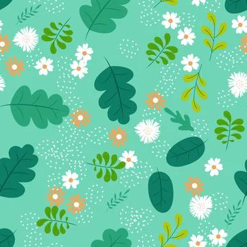 Seamless Pattern Background with Simple Flower Design Elements. Illustration 스톡 일러스트