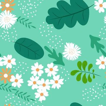 Seamless Pattern Background with Simple Flower Design Elements. Illustration 스톡 일러스트