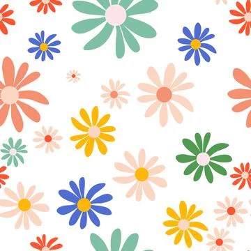 Seamless Pattern Background with Simple Flower Design Elements. Illustration イラスト素材