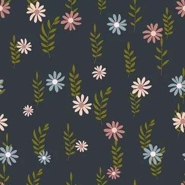 Seamless Pattern Background with Simple Flower Design Elements. Illustration Stock Illustration
