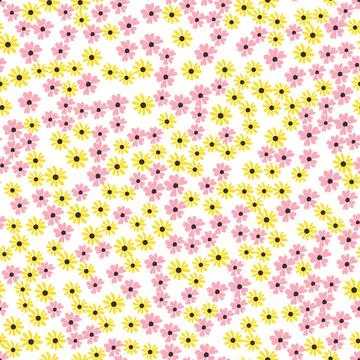 Seamless Pattern Background with Simple Flower Design Elements. Illustration Illustrazione stock