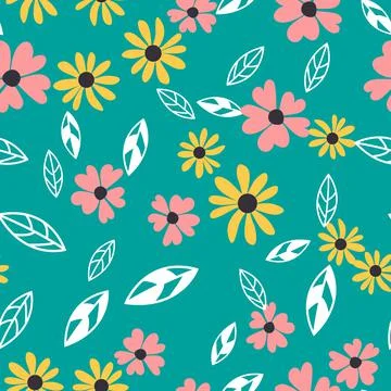 Seamless Pattern Background with Simple Flower Design Elements. Illustration 库存插图