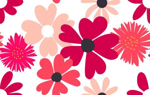 Seamless Pattern Background with Simple Flower Design Elements. Illustration イラスト素材