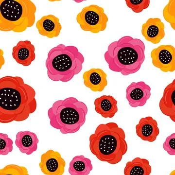 Seamless Pattern Background with Simple Flower Design Elements. Illustration Stock Illustration