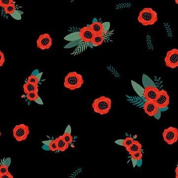 Seamless Pattern Background with Simple Flower Design Elements. Illustration Stockillustratie
