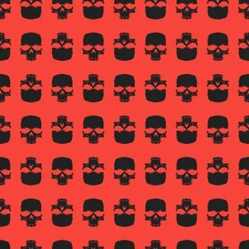 Seamless pattern background with skulls, grunge vector design Stock Illustration