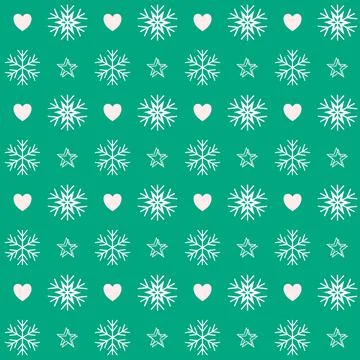 Seamless pattern background Snowflake, heart, and star. Stock Illustration