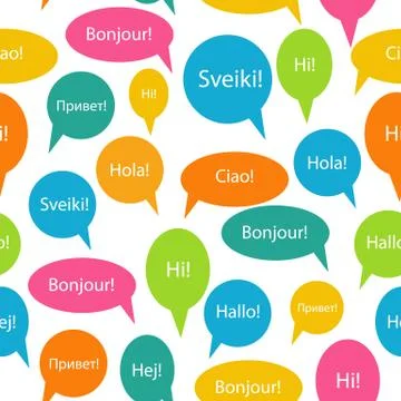 Seamless Pattern Background of Speech Bubble with Hello Word on Illustrazione stock