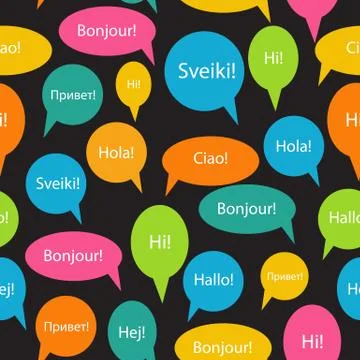 Seamless Pattern Background of Speech Bubble with Hello Word on Stock Illustration