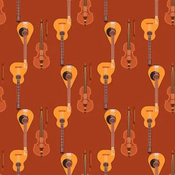 Seamless pattern background stringed musical instruments classical orchestra art Stock Illustration