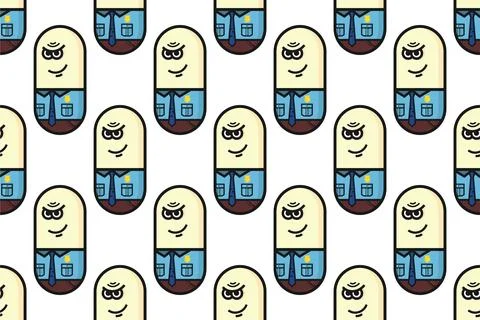 Seamless pattern background template with unique people character Illustrazione stock