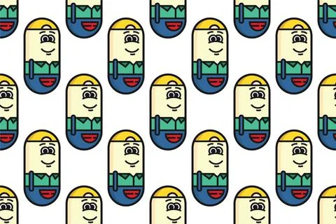 Seamless pattern background template with unique people character Stock Illustration