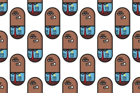 Seamless pattern background template with unique people character Illustrazione stock