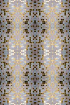 Seamless pattern - Background, texture - gold, blue and white tiles, kaleidos Foto stock