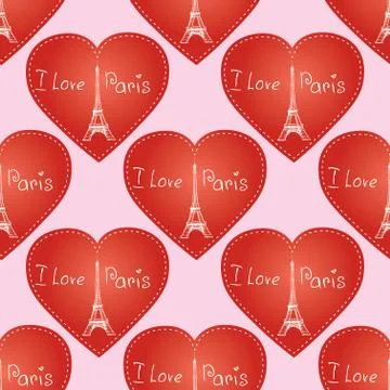 Seamless pattern  background texture. Paris France Eiffel tower Stock Illustration