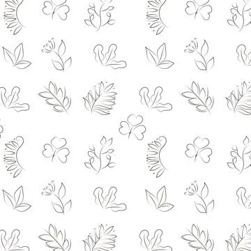 Seamless pattern background texture print plants forest herbs Stock Illustration