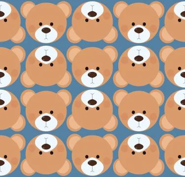 Seamless pattern background tile - cute Teddy bear head イラスト素材