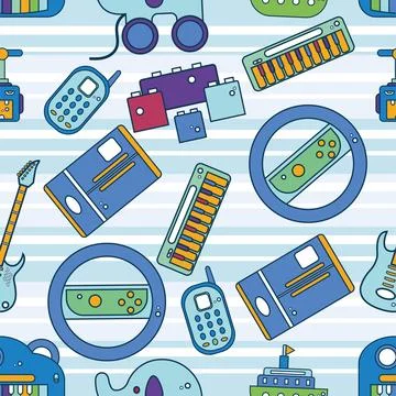 Seamless pattern background with toy icons Vector Stock Illustration