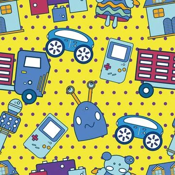 Seamless pattern background with toy icons Vector Stock Illustration