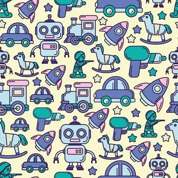 Seamless pattern background with toy icons Vector Stock Illustration