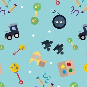 Seamless pattern background with toy icons Vector Stock Illustration