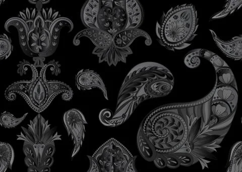 Seamless pattern, background with traditional paisley. Illustrazione stock