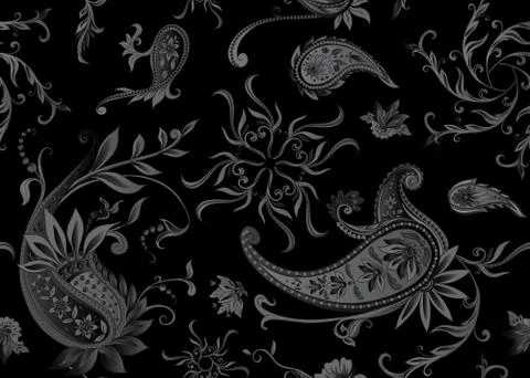 Seamless pattern, background with traditional paisley. Stock Illustration