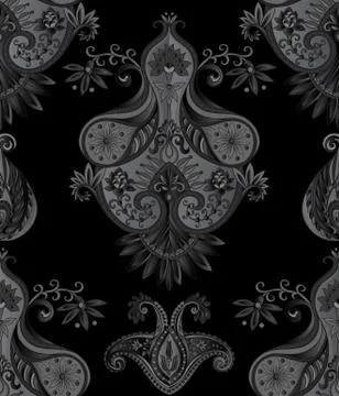 Seamless pattern, background with traditional paisley. Illustrazione stock