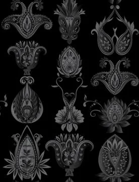 Seamless pattern, background with traditional paisley. Stock Illustration