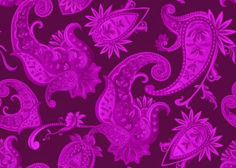 Seamless pattern, background with traditional paisley. Stock Illustration